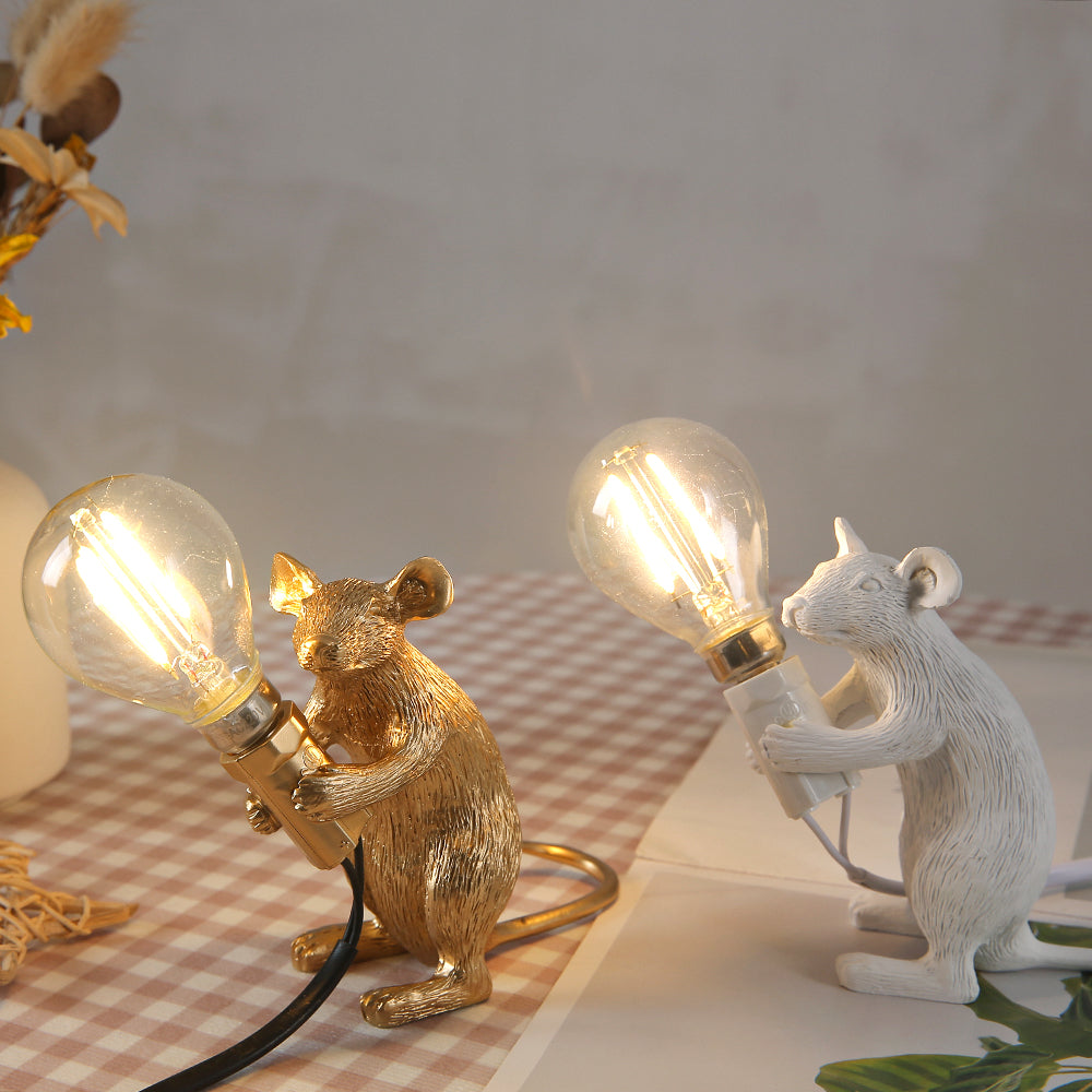Nordic Resin Mouse Table Lamp Creative Mini LED Desk Night Light Decorative Rat Lamp for Bedroom & Study