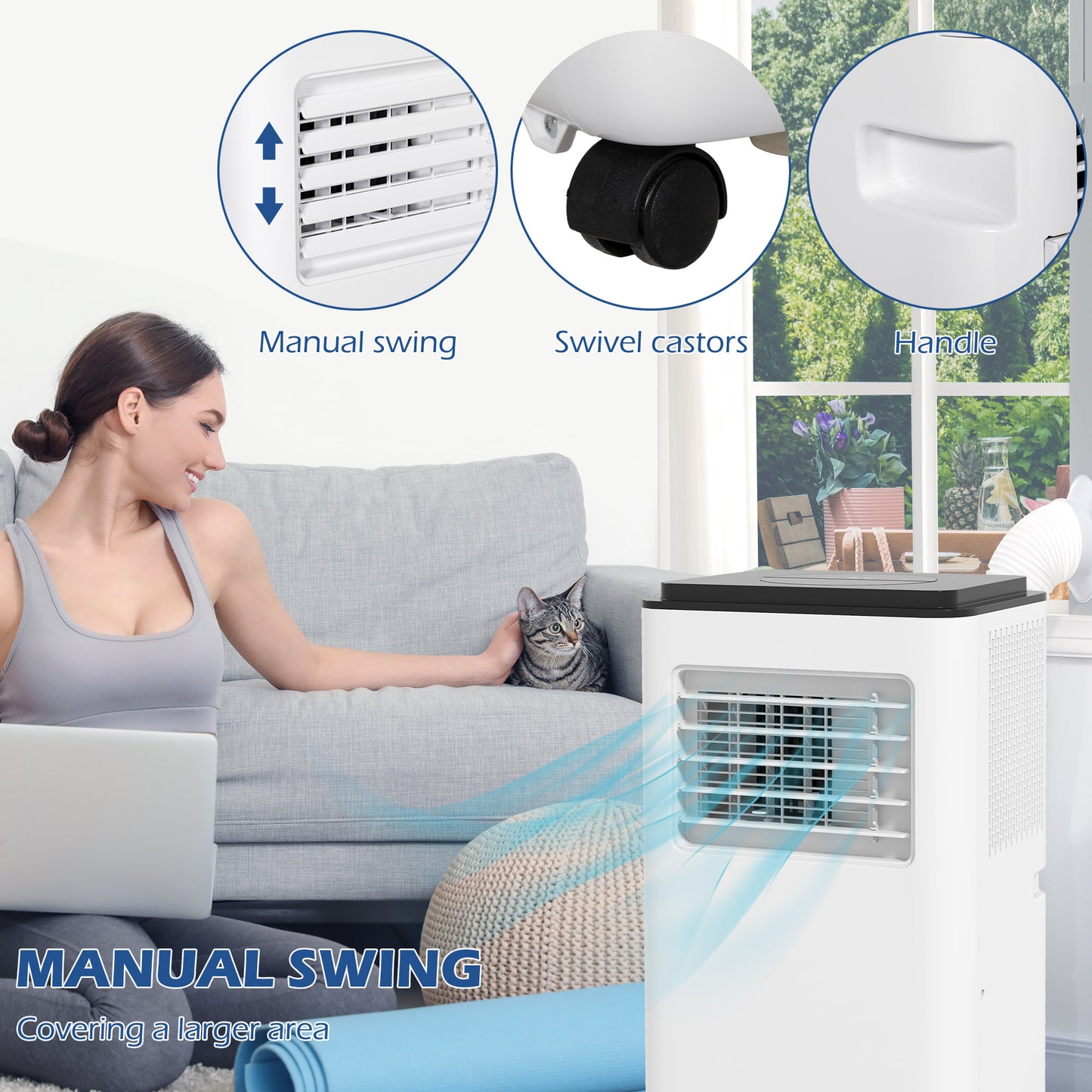 10,000 BTU Portable Air Conditioner for 440 Sq Ft Room White AC Unit with Dehumidifier Fan Sleep Mode 24H Timer & Window Kit