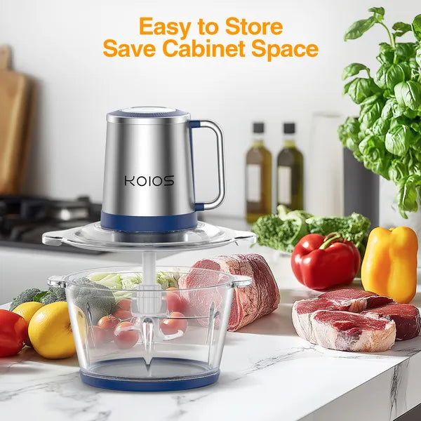 KOIOS Electric Food Chopper Processor 2L Glass Bowl Vegetables and Meat Grinder Mixer