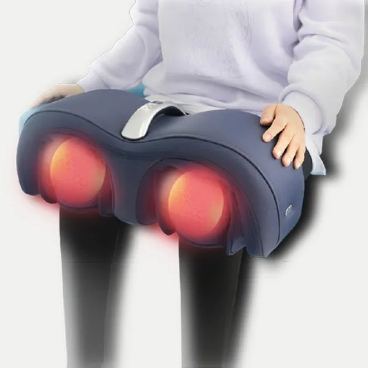 Air Pressure Knee Massager Dark Blue Electric Compression Heating Knee Therapy Device for Joint Pain Relief and Circulation