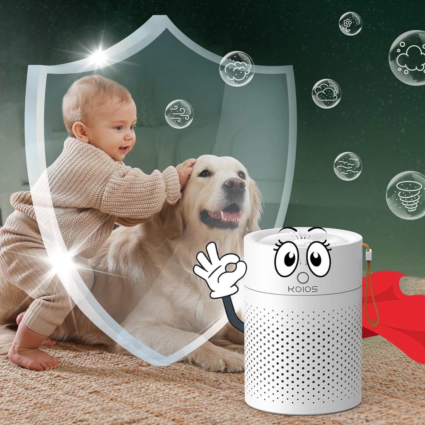 H13 True HEPA Air Purifier for Home Bedroom Quiet Portable Air Cleaner for Office and Living Room