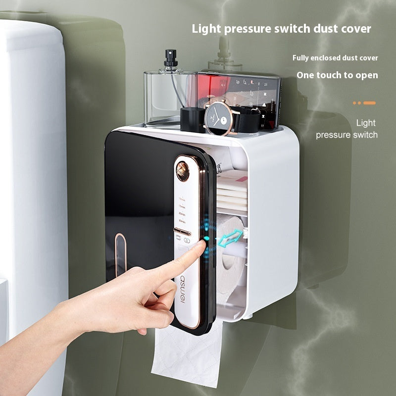 Smart Aromatherapy Tissue Box Holder – Waterproof Punch-Free Bathroom Toilet Paper Storage Rack