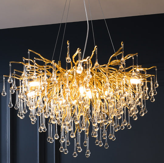 Postmodern Luxury Crystal Chandelier – Water Drop Atmosphere Lamp