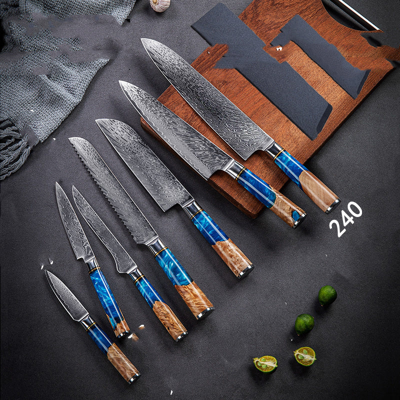 Damascus Steel Professional Kitchen Knife Set – Commercial Restaurant Chef Knives