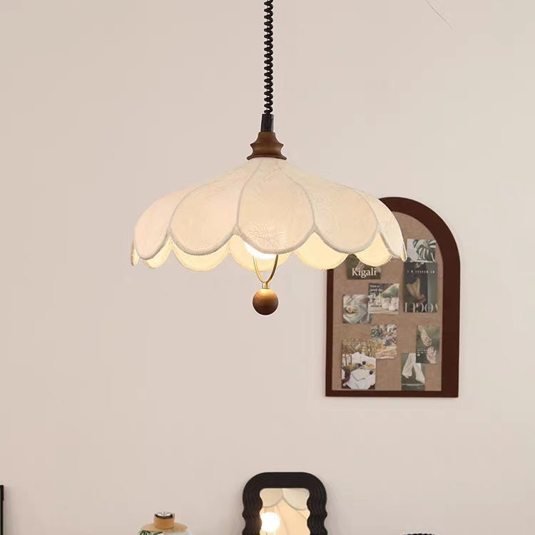 French Retro Cream Chandelier – Retractable Dining & Living Room Light