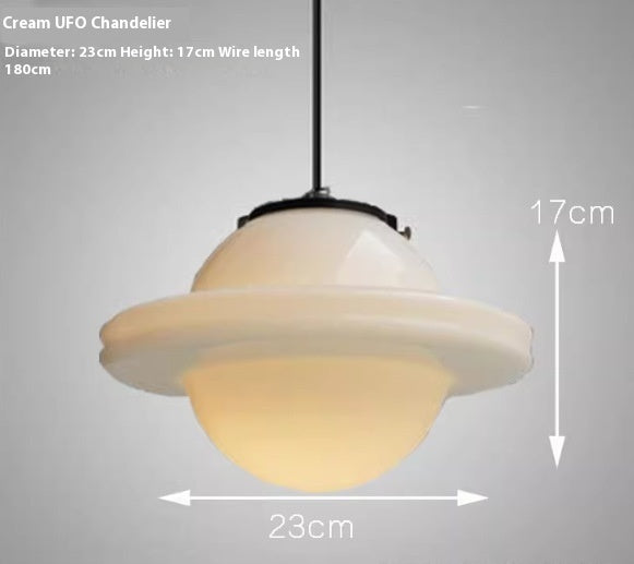 Retro Industrial Single-Head Chandelier – Cream Pendant Light for Living & Dining Room