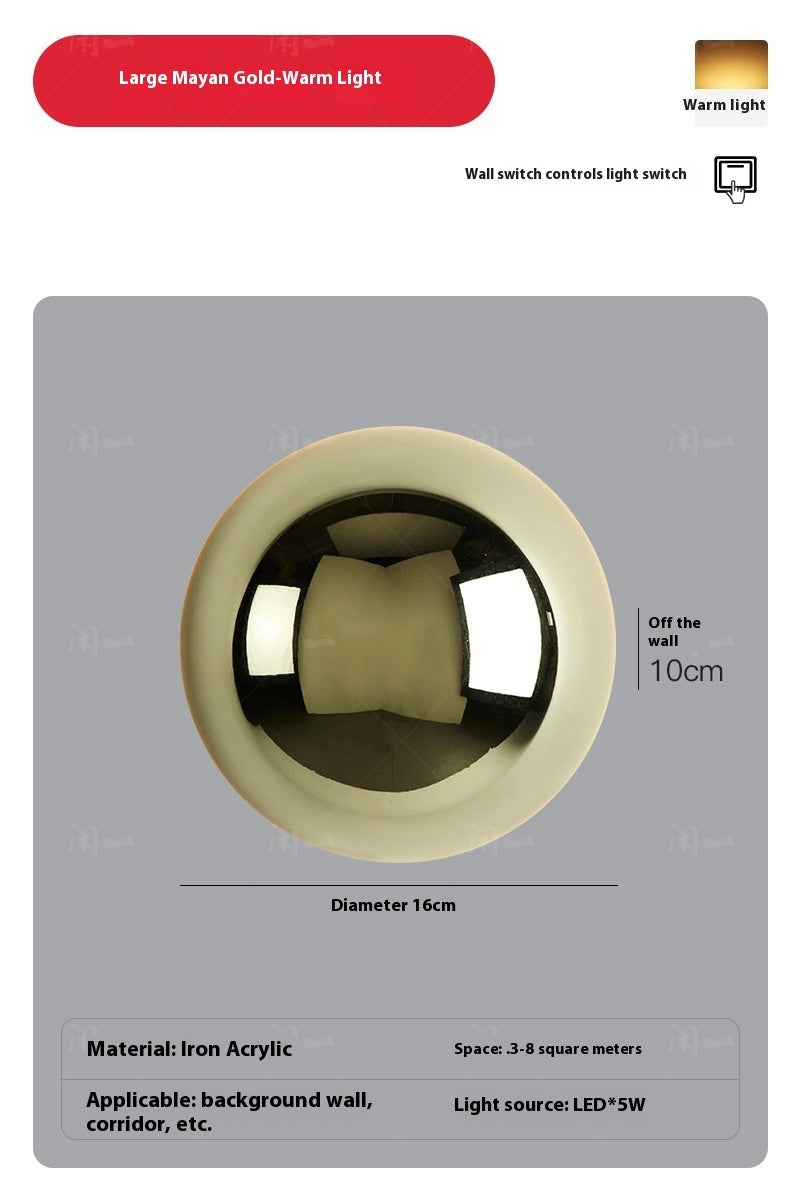 Nordic Solar Eclipse Round Wall Lamp Bedroom Bedside Aisle Modern Minimalist Light Decor