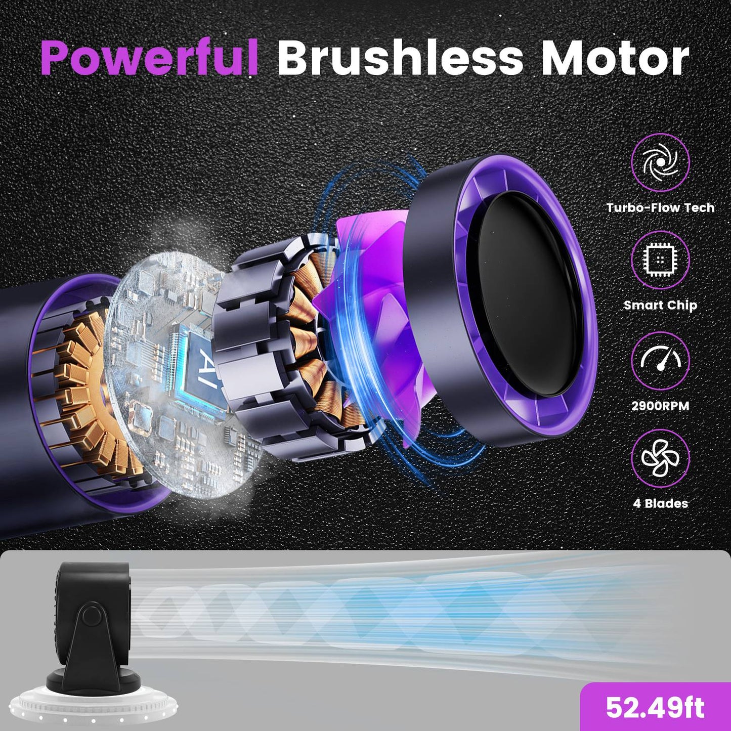 Rechargeable Mini Desk Fan Battery Operated Wall Mounted Portable Fan with Adjustable Tilt for Home Office Travel