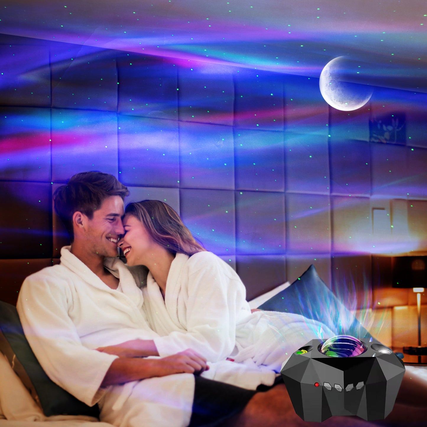 USB Water Pattern Bluetooth Music Ocean Star Projector Lamp LED Night Light for Bedroom Relaxation Decor