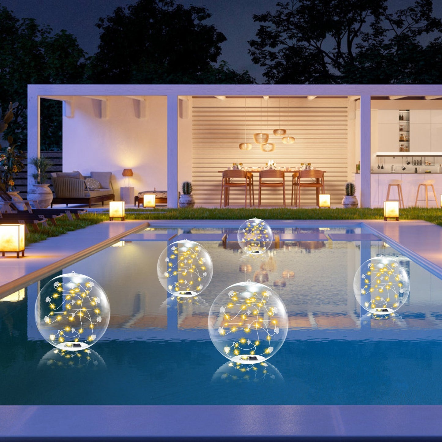 2Pcs 14in Solar Floating Pool Lights IP68 Waterproof Inflatable Pool Balls with Remote Control & Timer
