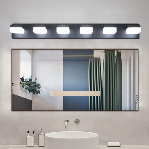Modern 6 Light Black LED Makeup Mirror Light for Bathroom Vanity Wall Fixture