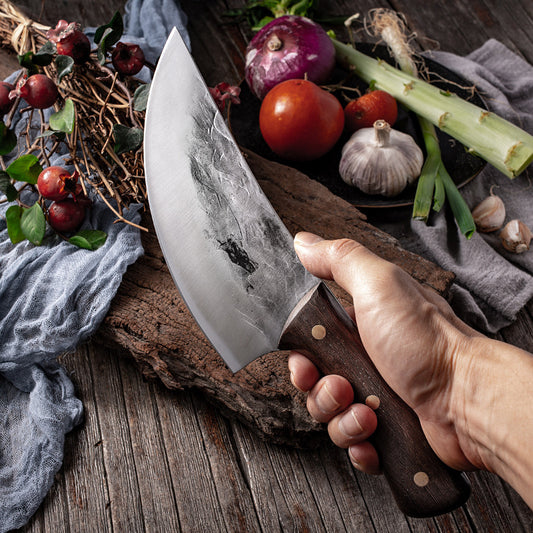 Carbon Steel Butcher Knife – Heavy Duty Meat Cutting Cleaver for Kitchen & Butchery
