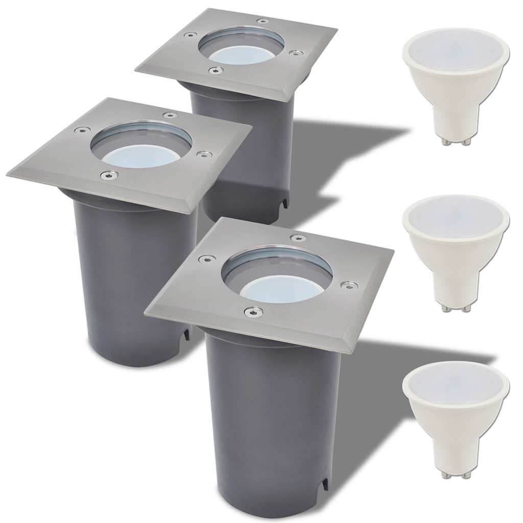 LED Recessed Floor Spotlights – 3-Piece Outdoor Round Ground Lights Waterproof