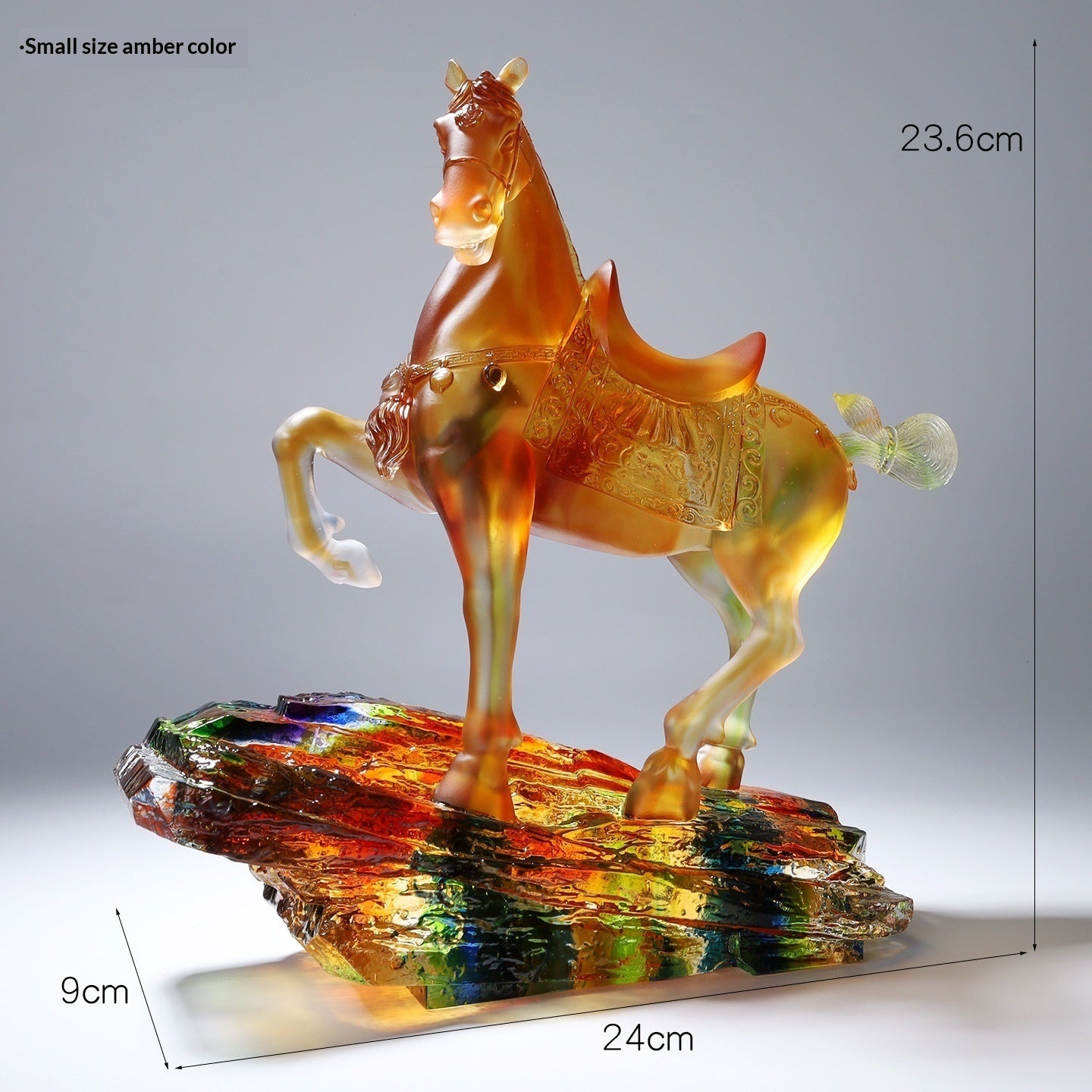 Lustrous Glazed Imperial Horse Figurine Red Flower Hawk Motif Decorative Ceramic Statue Home Decor