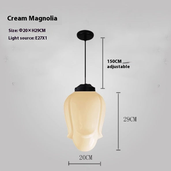 Retro Industrial Single-Head Chandelier – Cream Pendant Light for Living & Dining Room