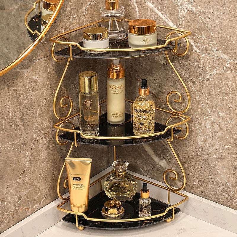 Luxury Triangle Bathroom Storage Shelf – Space-Saving Corner Vanity Organizer