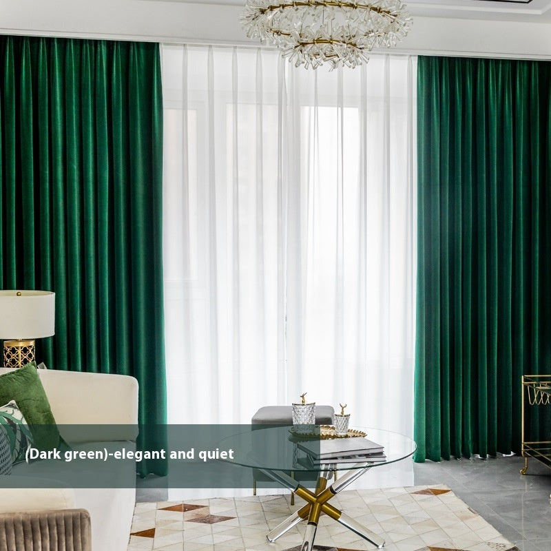 Full Shading Australian Wool Plush Velvet Curtain Insulated Non Inverted Finished Window Drapes for Home Decor