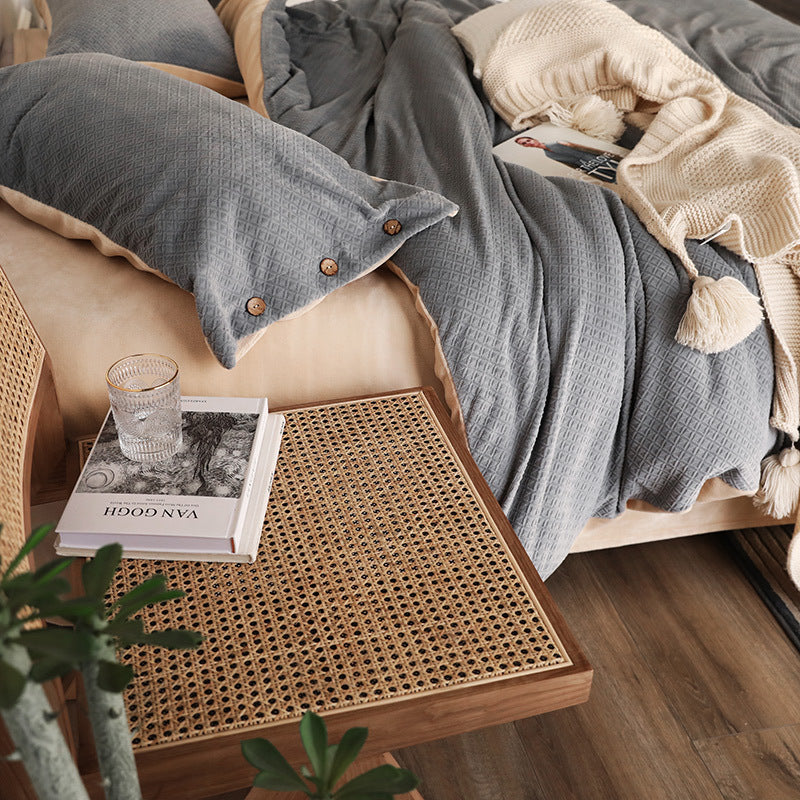 4-Piece Bedding Set Soft Comforter Duvet Cover Bed Sheets Pillowcases Cozy Bedroom Home Textile Set