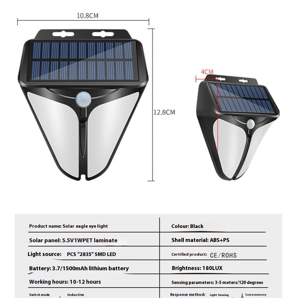 Outdoor Solar Motion Sensor Wall Light LED Garden Courtyard Lamp for Balcony Villa Exterior Lighting