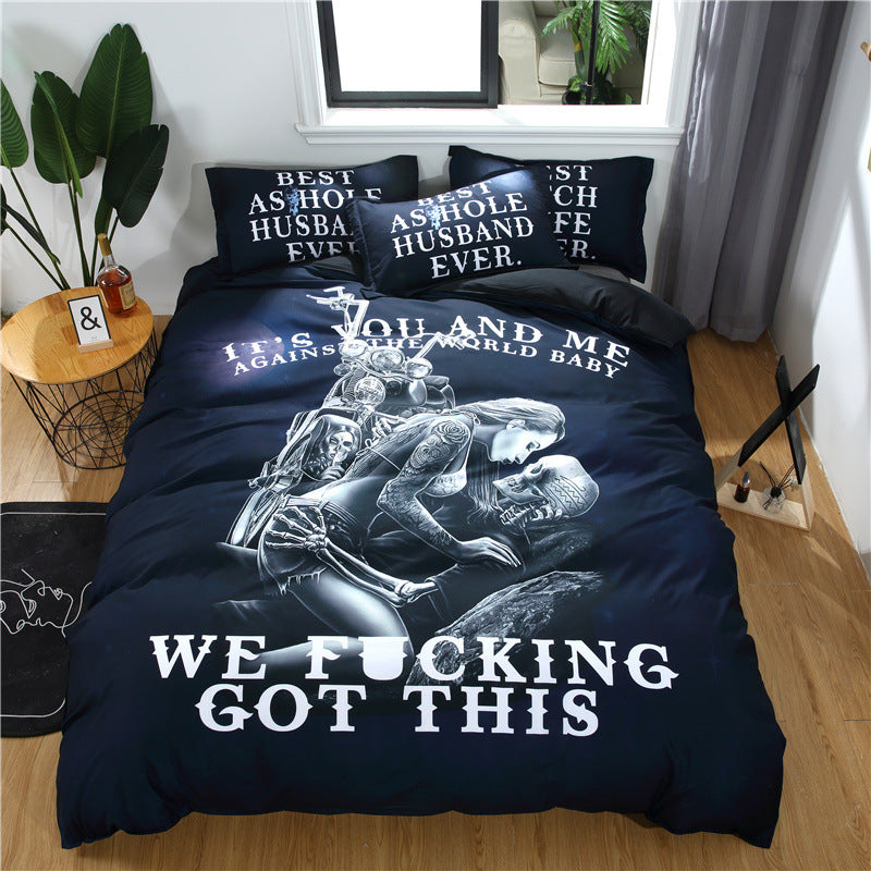 Skull Head 3D Bedding Set 3 or 4 Piece Foreign Trade Duvet Cover Bed Sheets Pillowcase Set