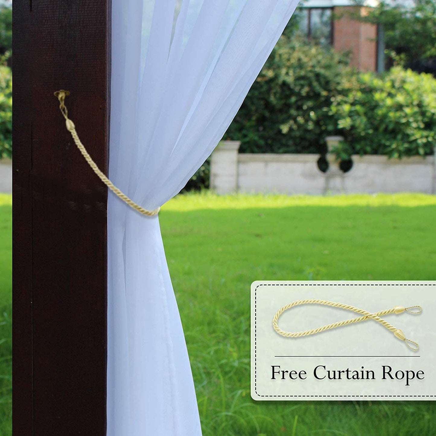 Outdoor Shading Door Curtain Waterproof White Mesh Curtains for Pavilion Balcony Terrace Window Screen
