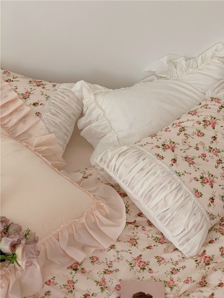 Anna’s Rose Garden Retro French Romantic Floral 15 Bed Pure Cotton Four Piece Bedding Set Luxury Duvet Cover Set
