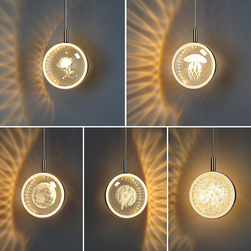 Nordic Jellyfish Crystal Chandelier – Carved Bedside Pendant Light for Bedroom & Bar