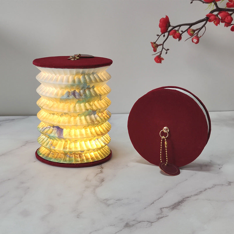 Folding Small Lantern Cultural Creative Gift Portable Decorative LED Lantern for Home and Events