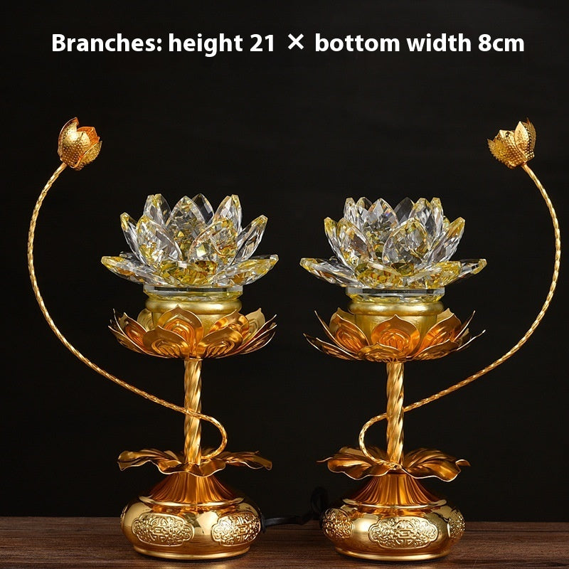 Colorful Crystal Lotus Buddha Hand Plug-in Lamp for Worship & Meditation