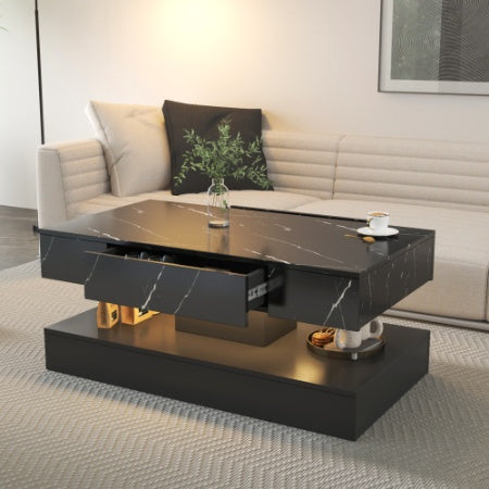 6.93 Inch LED Coffee Table Modern Living Room Furniture Large Coffee Table with LED Lights Contemporary Design