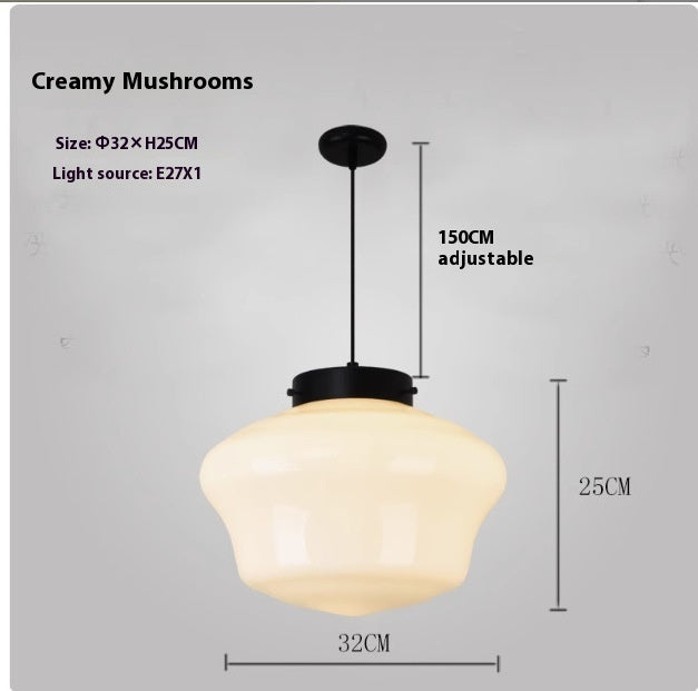 Retro Industrial Single-Head Chandelier – Cream Pendant Light for Living & Dining Room