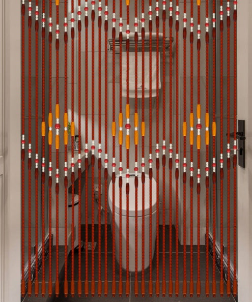 Three Wave Door Curtains Bamboo Wood Bead Curtain Extended Version Decorative Hanging Divider for Home Entrance
