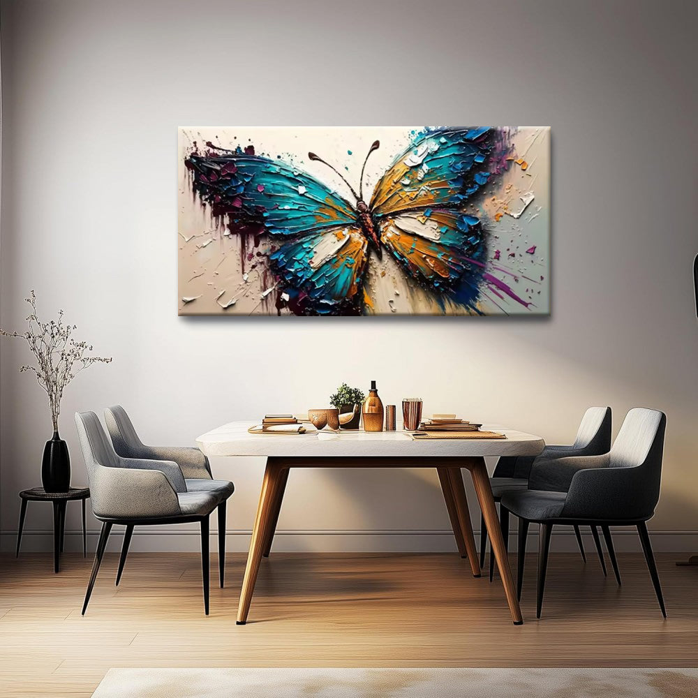 Handmade Butterfly Oil Painting on Canvas Abstract Animal Texture Wall Art for Living Room Home Decor Frameless Unstretched
