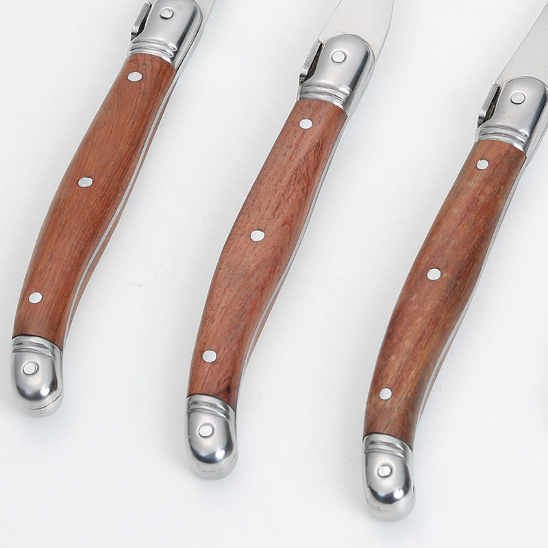 Stainless Steel Rosewood Handle Western Steak Knife and Fork Set Elegant Dining Cutlery Set for Home Restaurant Use