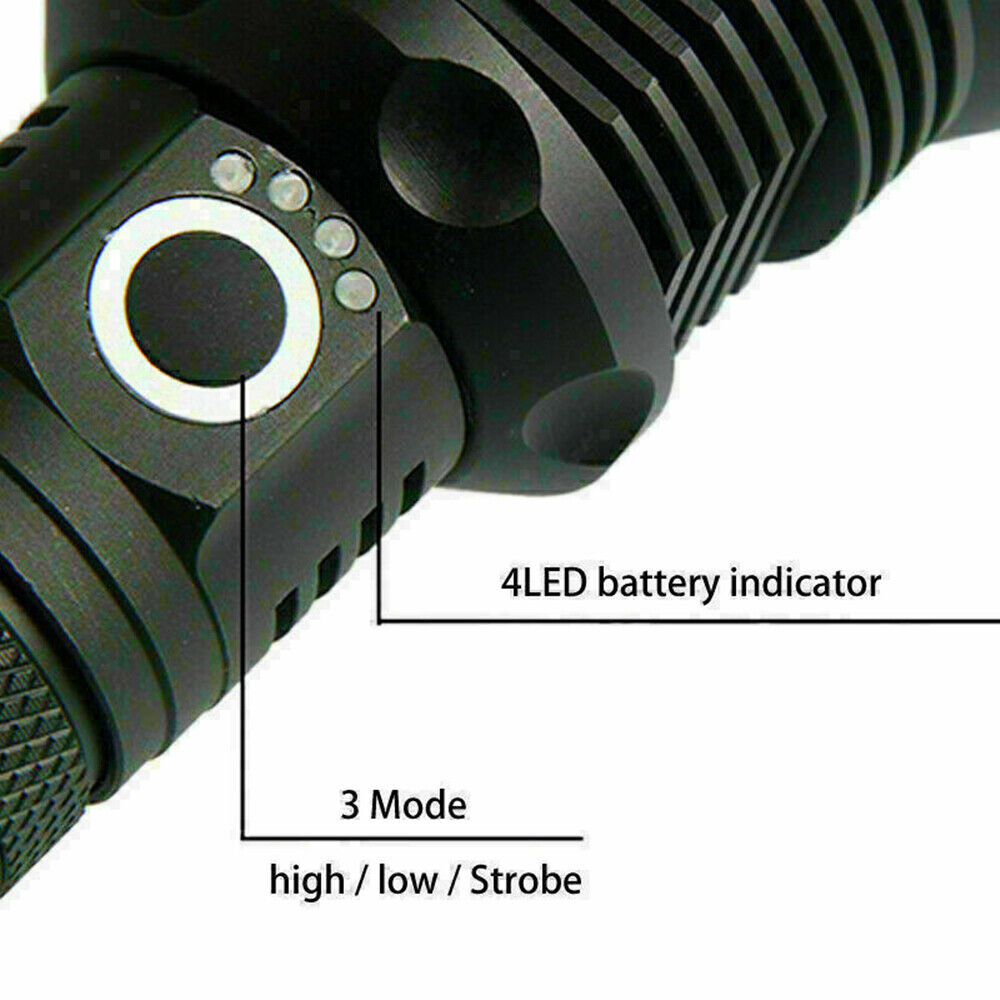 Super Bright 2500000LM LED Flashlight – USB Rechargeable Tactical Torch for Outdoor Use