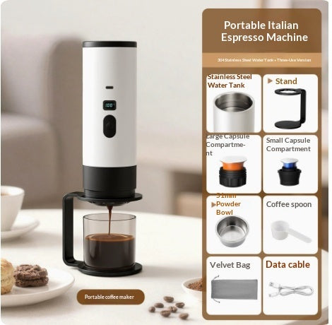 Portable Capsule Coffee Machine – Automatic Wireless Heating Espresso Maker for Travel