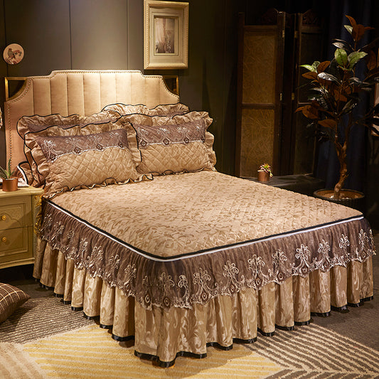 Detachable Skirt Style Non Slip Bed Cover Dustproof Fitted Mattress Protector with Bed Skirt