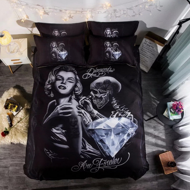 Skull Head 3D Bedding Set 3 or 4 Piece Foreign Trade Duvet Cover Bed Sheets Pillowcase Set