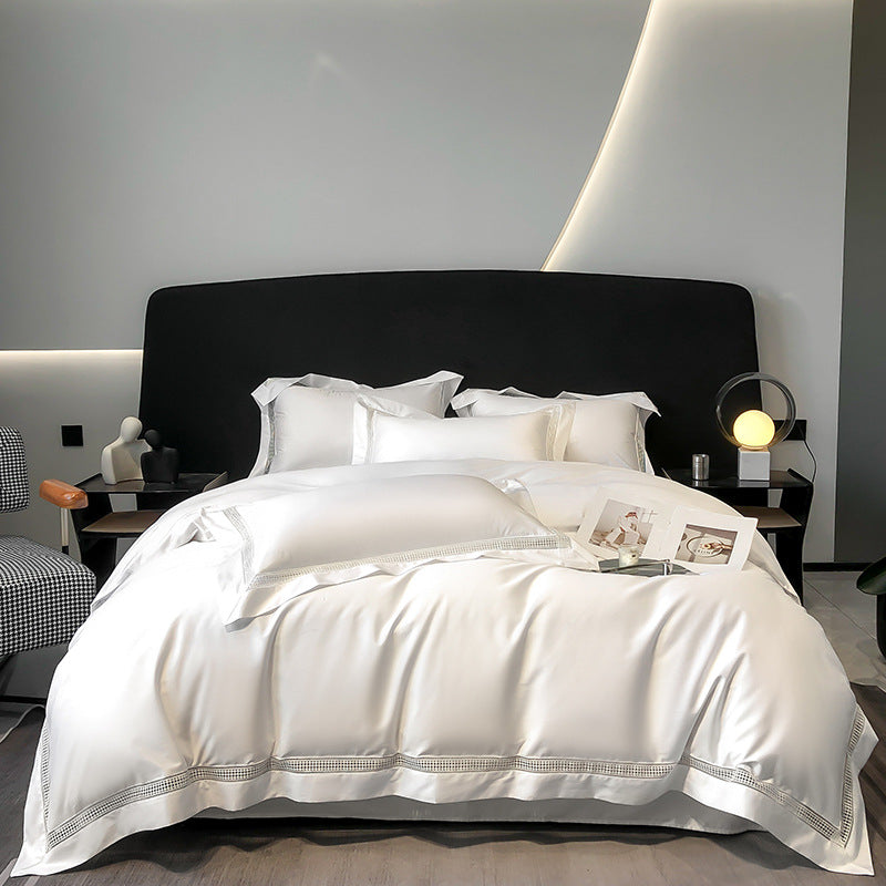 Long Staple Cotton Bedding Set Fitted Sheet Duvet Cover Four Piece Soft Luxury Bed Linen Set for Bedroom
