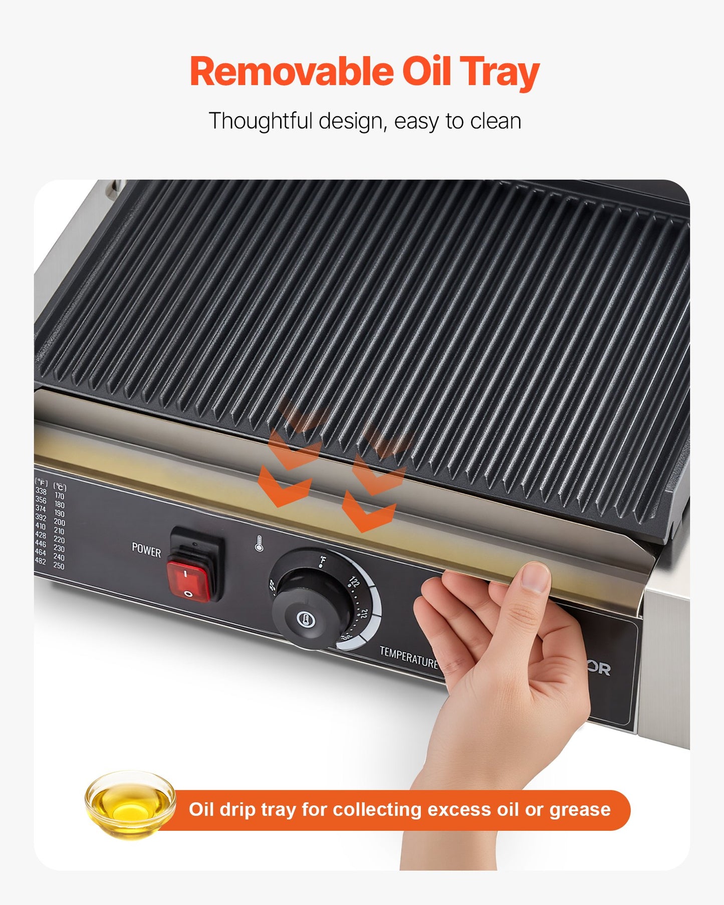 Commercial Panini Press Grill Electric Sandwich Maker Griddle Plate 13.5x9.3 Inch for Kitchen Use