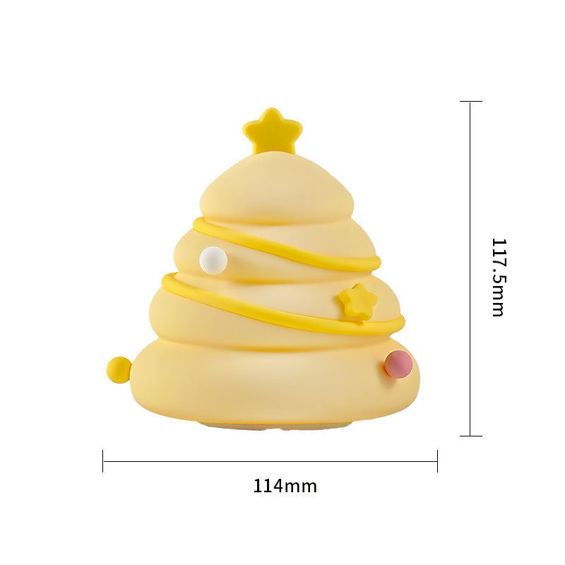Christmas Tree Silicone Night Light USB Rechargeable Cute Cartoon Table Lamp Eye Protection Kids Birthday Gift Atmosphere Decor