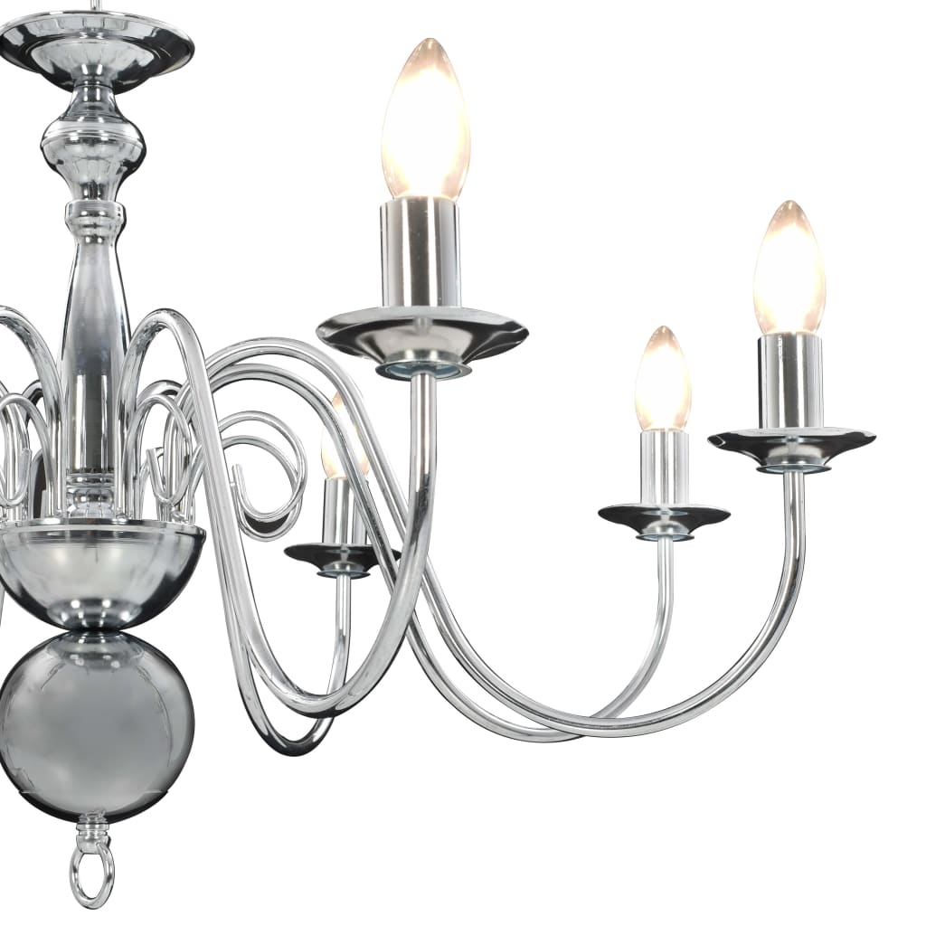 Silver 8-Light Chandelier for E14 Bulbs – Elegant Ceiling Lighting Fixture