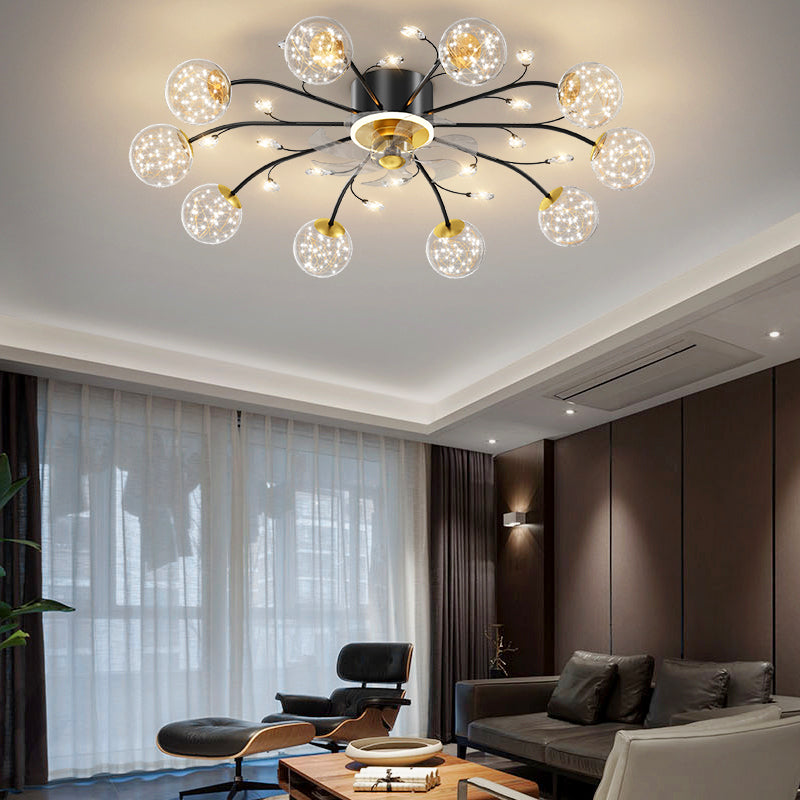 Nordic Star Fan Lamp Modern Light Luxury Ceiling Fan Light for Living Room Bedroom