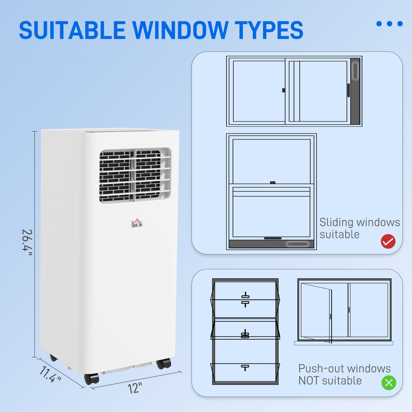 8000 BTU Portable Air Conditioner for 345 Sq Ft Room White AC Unit with Dehumidifier Sleep Mode 24H Timer & Window Kit