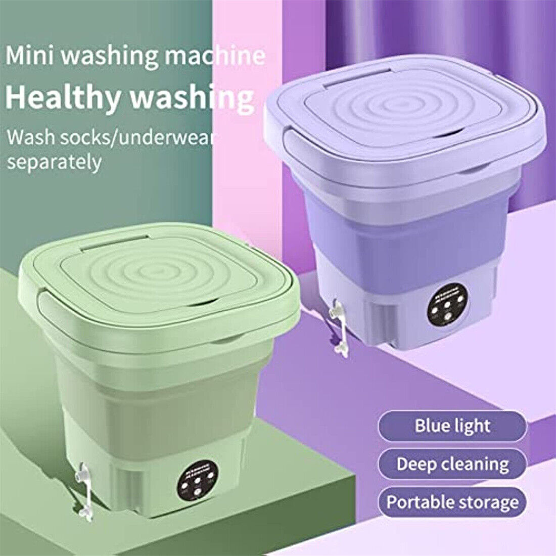 8L Portable Mini Washing Machine Foldable Design with Built-in Dryer Compact Laundry Washer for Travel and Home Use