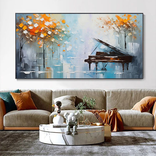 Handmade Oil Painting – Palette Knife Tree Abstract Landscape Canvas Wall Art for Home & Office Decor