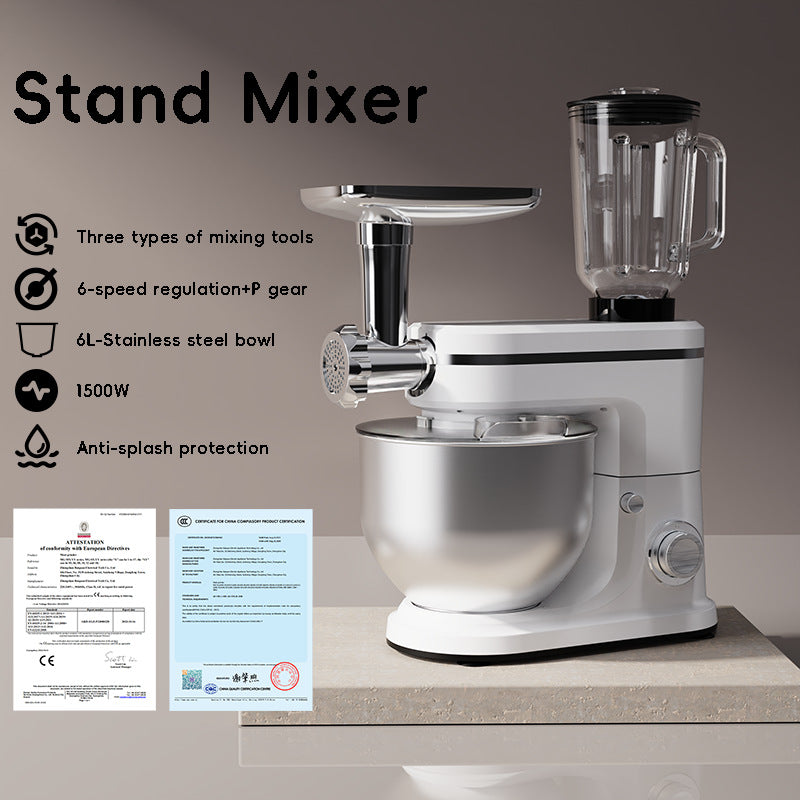 3-in-1 Stand Mixer – 6L Large Capacity Kitchen Cooking Machine for Baking & Mixing
