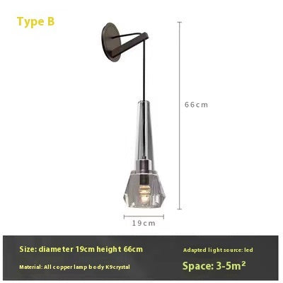 Luxury Copper Crystal Wall Lamp – Modern Wall Light for Living Room, Bedroom & Aisle