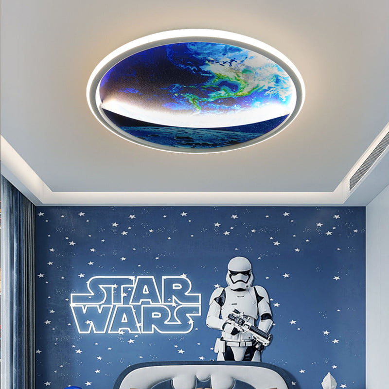 Creative Planet Ceiling Light Smart Eye Protection Round Earth Lamp for Kids Room Bedroom