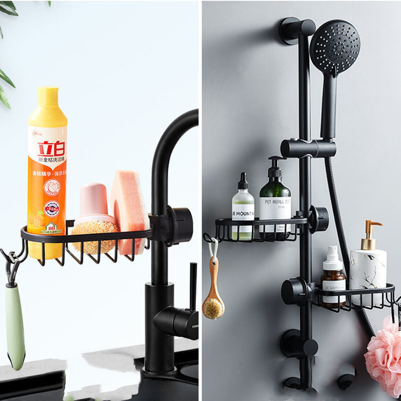 Aluminum Bathroom Shower Storage Rack Wall Mounted Rustproof Bathroom Organizer Shelf